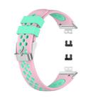 For Huawei Watch Fit 18mm Clasp Style Silicone Two-color Watch Band(Pink+Green) - 1