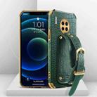 For Huawei Mate 30 Electroplated TPU Crocodile Pattern Leather Case with Wrist Strap(Green) - 1