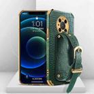 For Huawei Mate 40 Electroplated TPU Crocodile Pattern Leather Case with Wrist Strap(Green) - 1