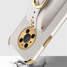 For Huawei Mate 40 Pro Electroplated TPU Crocodile Pattern Leather Case with Wrist Strap(White) - 5
