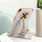 For Huawei Mate 40 Pro Electroplated TPU Crocodile Pattern Leather Case with Wrist Strap(White) - 6