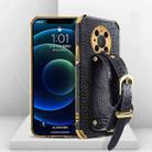 For Huawei Mate 40 Pro Electroplated TPU Crocodile Pattern Leather Case with Wrist Strap(Black) - 1