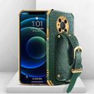 For Huawei Mate 40 Pro Plus Electroplated TPU Crocodile Pattern Leather Case with Wrist Strap(Green) - 1