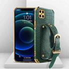 For Huawei Nova 8 Electroplated TPU Crocodile Pattern Leather Case with Wrist Strap(Green) - 1