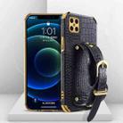 For Huawei Nova 8 SE Electroplated TPU Crocodile Pattern Leather Case with Wrist Strap(Black) - 1