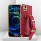 For Huawei Enjoy 20 Electroplated TPU Crocodile Pattern Leather Case with Wrist Strap(Red) - 1