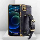 For Huawei Enjoy 20 Electroplated TPU Crocodile Pattern Leather Case with Wrist Strap(Black) - 1