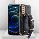 For Huawei Enjoy 20 SE Electroplated TPU Crocodile Pattern Leather Case with Wrist Strap(Black) - 1