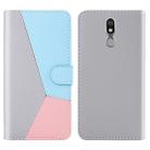 For LG K40 Tricolor Stitching Horizontal Flip TPU + PU Leather Case with Holder & Card Slots & Wallet(Grey) - 1