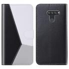 For LG K50 / Q60 Tricolor Stitching Horizontal Flip TPU + PU Leather Case with Holder & Card Slots & Wallet(Black) - 1