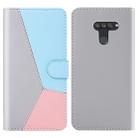 For LG K50 / Q60 Tricolor Stitching Horizontal Flip TPU + PU Leather Case with Holder & Card Slots & Wallet(Grey) - 1