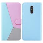 For LG Q Stylo 4 / Q8 Tricolor Stitching Horizontal Flip TPU + PU Leather Case with Holder & Card Slots & Wallet(Blue) - 1