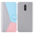 For LG Q Stylo 4 / Q8 Tricolor Stitching Horizontal Flip TPU + PU Leather Case with Holder & Card Slots & Wallet(Grey) - 1