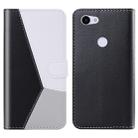 For Google Pixel 3a Tricolor Stitching Horizontal Flip TPU + PU Leather Case with Holder & Card Slots & Wallet(Black) - 1