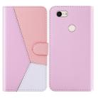 For Google Pixel 3a XL Tricolor Stitching Horizontal Flip TPU + PU Leather Case with Holder & Card Slots & Wallet(Pink) - 1