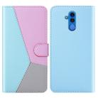 For Huawei Mate 20 Lite Tricolor Stitching Horizontal Flip TPU + PU Leather Case with Holder & Card Slots & Wallet(Blue) - 1