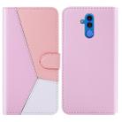 For Huawei Mate 20 Lite Tricolor Stitching Horizontal Flip TPU + PU Leather Case with Holder & Card Slots & Wallet(Pink) - 1