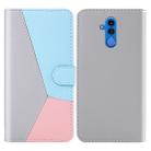 For Huawei Mate 20 Lite Tricolor Stitching Horizontal Flip TPU + PU Leather Case with Holder & Card Slots & Wallet(Grey) - 1