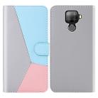 For Huawei Mate 30 Lite Tricolor Stitching Horizontal Flip TPU + PU Leather Case with Holder & Card Slots & Wallet(Grey) - 1