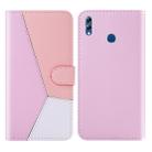 For Huawei Honor 8X Tricolor Stitching Horizontal Flip TPU + PU Leather Case with Holder & Card Slots & Wallet(Pink) - 1