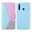 For Huawei Honor 10 Lite Tricolor Stitching Horizontal Flip TPU + PU Leather Case with Holder & Card Slots & Wallet(Blue) - 1