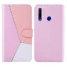 For Huawei Honor 10 Lite Tricolor Stitching Horizontal Flip TPU + PU Leather Case with Holder & Card Slots & Wallet(Pink) - 1