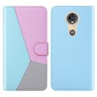 For Motorola Moto E5 Tricolor Stitching Horizontal Flip TPU + PU Leather Case with Holder & Card Slots & Wallet(Blue) - 1