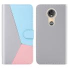 For Motorola Moto E5 Tricolor Stitching Horizontal Flip TPU + PU Leather Case with Holder & Card Slots & Wallet(Grey) - 1