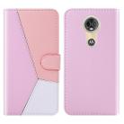 For Motorola Moto E5 Play Tricolor Stitching Horizontal Flip TPU + PU Leather Case with Holder & Card Slots & Wallet(Pink) - 1