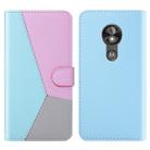 For Motorola Moto E5 Play Go Tricolor Stitching Horizontal Flip TPU + PU Leather Case with Holder & Card Slots & Wallet(Blue) - 1