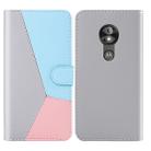 For Motorola Moto E5 Play Go Tricolor Stitching Horizontal Flip TPU + PU Leather Case with Holder & Card Slots & Wallet(Grey) - 1