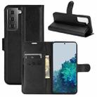 For Samsung Galaxy S21+ 5G Litchi Texture Horizontal Flip Protective Case with Holder & Card Slots & Wallet(Black) - 1