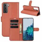 For Samsung Galaxy S21+ 5G Litchi Texture Horizontal Flip Protective Case with Holder & Card Slots & Wallet(Brown) - 1