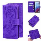 For Motorola Moto G Power (2021) Tiger Embossing Pattern Horizontal Flip Leather Case with Holder & Card Slots & Wallet(Purple) - 1