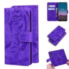 For Nokia 5.4 Tiger Embossing Pattern Horizontal Flip Leather Case with Holder & Card Slots & Wallet(Purple) - 1