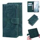 For Xiaomi Mi 11 Tiger Embossing Pattern Horizontal Flip Leather Case with Holder & Card Slots & Wallet(Green) - 1