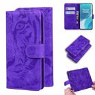 For OnePlus 9 Tiger Embossing Pattern Horizontal Flip Leather Case with Holder & Card Slots & Wallet(Purple) - 1
