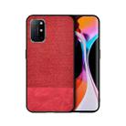 For Samsung Galaxy A52 5G / 4G Shockproof Splicing PU + Cloth Texture PC + TPU Protective Case(Red) - 1