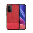 For Xiaomi Redmi K40 / K40 Pro / K40 Pro+ Shockproof Splicing PU + Cloth Texture PC + TPU Protective Case(Red) - 1