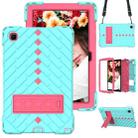 Shockproof Rhombus Robot PC + Silicone Protective Case with Holder & Shoulder Strap For Samsung Galaxy Tab A7 10.4 (2020)(Mint Green+Rose Red) - 1