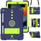 For iPad 10.2 2021 / 2020 / 2019 Shockproof Rhombus Robot PC + Silicone Protective Case with Holder & Shoulder Strap(Navy Blue+Yellow Green) - 1