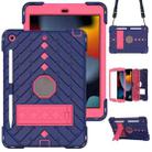 For iPad 10.2 2021 / 2020 / 2019 Shockproof Rhombus Robot PC + Silicone Protective Case with Holder & Shoulder Strap(Navy Blue+Rose Red) - 1