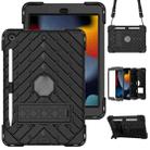 For iPad 10.2 2021 / 2020 / 2019 Shockproof Rhombus Robot PC + Silicone Protective Case with Holder & Shoulder Strap(Black) - 1