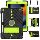 For iPad 10.2 2021 / 2020 / 2019 Shockproof Rhombus Robot PC + Silicone Protective Case with Holder & Shoulder Strap(Black+Yellow Green) - 1