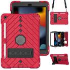 For iPad 10.2 2021 / 2020 / 2019 Shockproof Rhombus Robot PC + Silicone Protective Case with Holder & Shoulder Strap(Red+Black) - 1