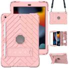 For iPad 10.2 2021 / 2020 / 2019 Shockproof Rhombus Robot PC + Silicone Protective Case with Holder & Shoulder Strap(Rose Gold) - 1
