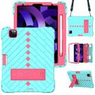 Shockproof Rhombus Robot PC + Silicone Protective Case with Holder & Shoulder Strap For iPad Air 2022 / 2020 10.9(Mint Green+Rose Red) - 1