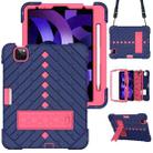 Shockproof Rhombus Robot PC + Silicone Protective Case with Holder & Shoulder Strap For iPad Air 2022 / 2020 10.9(Navy Blue+Rose Red) - 1