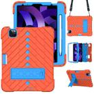 Shockproof Rhombus Robot PC + Silicone Protective Case with Holder & Shoulder Strap For iPad Air 2022 / 2020 10.9(Orange+Blue) - 1