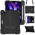 Shockproof Rhombus Robot PC + Silicone Protective Case with Holder & Shoulder Strap For iPad Air 2022 / 2020 10.9(Black) - 1